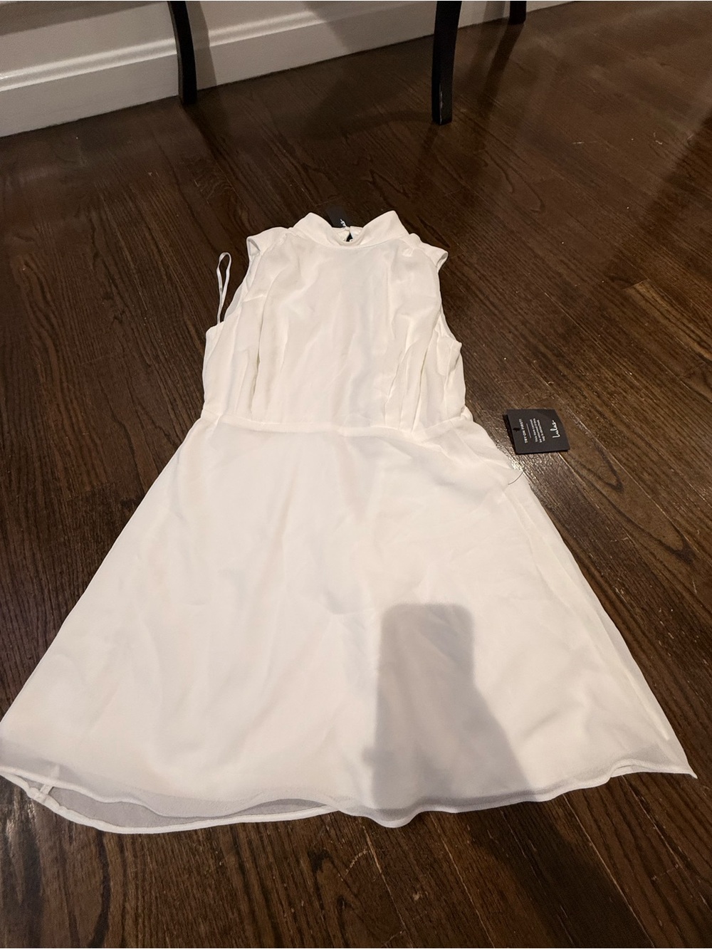 Lulu's White Textured Dress with High Neck